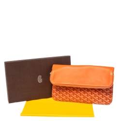Pre Owned Goyard Orange Goyardine Coated Canvas Sainte Marie Clutch
