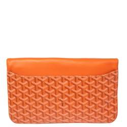 Pre Owned Goyard Orange Goyardine Coated Canvas Sainte Marie Clutch