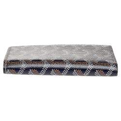 Pre Owned Goyard Navy Blue Goyardine Coated Canvas Bifold Card Holder