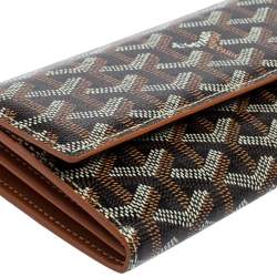 Pre Owned Goyard Black Goyardine Coated Canvas Varenne Continental Wallet