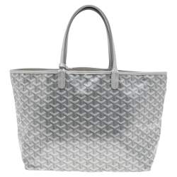 Pre Owned Goyard Silver/White Goyardine Coated Canvas Saint Louis Claire Voie Tote