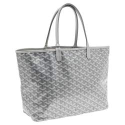 Pre Owned Goyard Silver/White Goyardine Coated Canvas Saint Louis Claire Voie Tote
