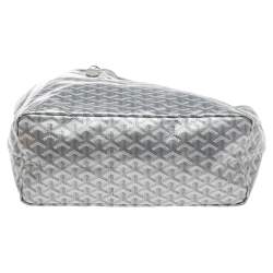 Pre Owned Goyard Silver/White Goyardine Coated Canvas Saint Louis Claire Voie Tote