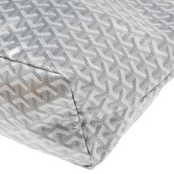 Pre Owned Goyard Silver/White Goyardine Coated Canvas Saint Louis Claire Voie Tote