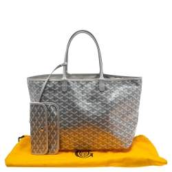 Pre Owned Goyard Silver/White Goyardine Coated Canvas Saint Louis Claire Voie Tote