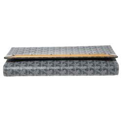 Pre Owned Goyard Grey Goyardine Coated Canvas Monte Carlo Bois Clutch
