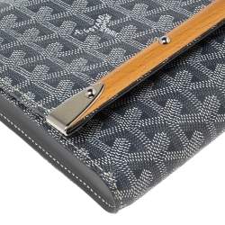 Pre Owned Goyard Grey Goyardine Coated Canvas Monte Carlo Bois Clutch