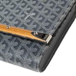 Pre Owned Goyard Grey Goyardine Coated Canvas Monte Carlo Bois Clutch