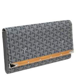 Pre Owned Goyard Grey Goyardine Coated Canvas Monte Carlo Bois Clutch