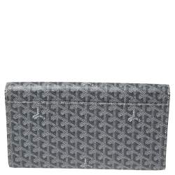 Pre Owned Goyard Grey Goyardine Coated Canvas Monte Carlo Bois Clutch