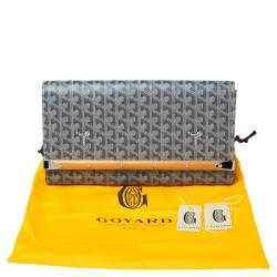Pre Owned Goyard Grey Goyardine Coated Canvas Monte Carlo Bois Clutch