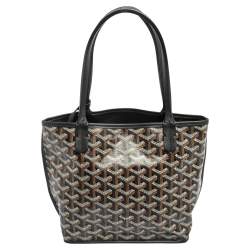 Pre Owned Goyard Black Goyardine Coated Canvas Anjou Mini Bag