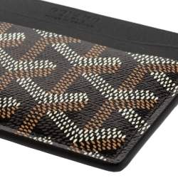 Pre Owned Goyard Black Goyardine Coated Canvas and Leather Saint Sulpice Card Holder