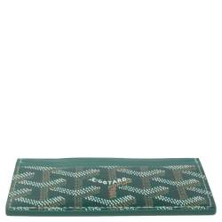 Pre Owned Goyard Green Goyardine Coated Canvas and Leather Saint Sulpice Card Holder