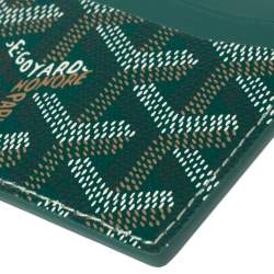 Pre Owned Goyard Green Goyardine Coated Canvas and Leather Saint Sulpice Card Holder
