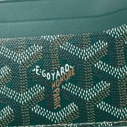 Pre Owned Goyard Green Goyardine Coated Canvas and Leather Saint Sulpice Card Holder