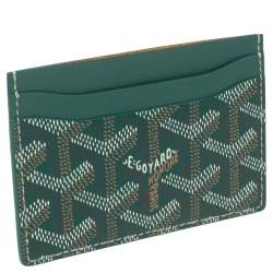 Pre Owned Goyard Green Goyardine Coated Canvas and Leather Saint Sulpice Card Holder