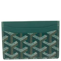Pre Owned Goyard Green Goyardine Coated Canvas and Leather Saint Sulpice Card Holder