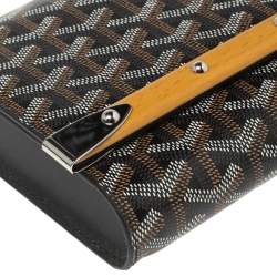 Pre Owned Goyard Black/Brown Goyardine Coated Canvas and Leather Monte Carlo Bois Shoulder Bag