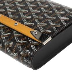 Pre Owned Goyard Black/Brown Goyardine Coated Canvas and Leather Monte Carlo Bois Shoulder Bag