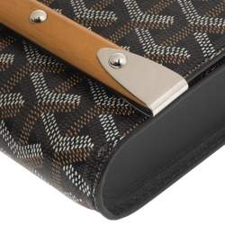 Pre Owned Goyard Black/Brown Goyardine Coated Canvas and Leather Monte Carlo Bois Shoulder Bag