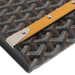 Pre Owned Goyard Black/Brown Goyardine Coated Canvas and Leather Monte Carlo Bois Shoulder Bag