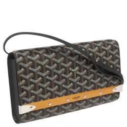 Pre Owned Goyard Black/Brown Goyardine Coated Canvas and Leather Monte Carlo Bois Shoulder Bag