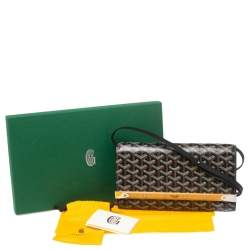 Pre Owned Goyard Black/Brown Goyardine Coated Canvas and Leather Monte Carlo Bois Shoulder Bag