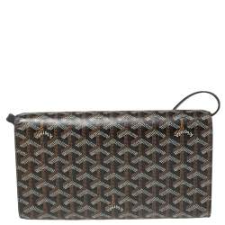 Pre Owned Goyard Black/Brown Goyardine Coated Canvas and Leather Monte Carlo Bois Shoulder Bag