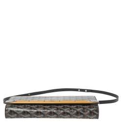 Pre Owned Goyard Black/Brown Goyardine Coated Canvas and Leather Monte Carlo Bois Shoulder Bag
