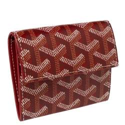 Pre Owned Goyard Red Goyardine Coated Canvas and Leather Marigny Wallet