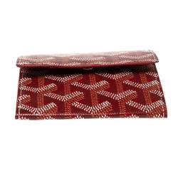Pre Owned Goyard Red Goyardine Coated Canvas and Leather Marigny Wallet
