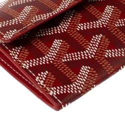 Pre Owned Goyard Red Goyardine Coated Canvas and Leather Marigny Wallet