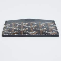 Pre Owned محفظة بطاقات جويارت سانت سولبيس جلد وكانفاس جوياردين أسود مقوى