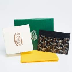 Pre Owned محفظة بطاقات جويارت سانت سولبيس جلد وكانفاس جوياردين أسود مقوى