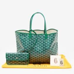 Pre Owned Goyard Green Goyardine Coated Canvas and Leather Saint Louis PM Tote