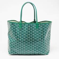Pre Owned Goyard Green Goyardine Coated Canvas and Leather Saint Louis PM Tote