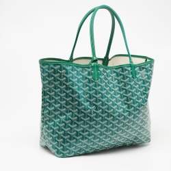 Pre Owned Goyard Green Goyardine Coated Canvas and Leather Saint Louis PM Tote