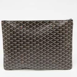 Pre Owned Goyard Black Goyardine Coated Canvas Senat GM Clutch