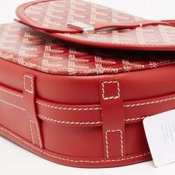 Pre Owned Goyard Red Goyardine Coated Canvas and Leather Belvedere II PM Bag