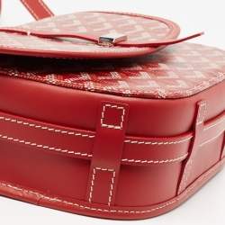 Pre Owned Goyard Red Goyardine Coated Canvas and Leather Belvedere II PM Bag