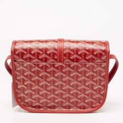 Pre Owned Goyard Red Goyardine Coated Canvas and Leather Belvedere II PM Bag