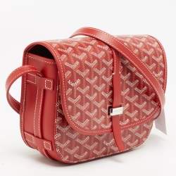 Pre Owned Goyard Red Goyardine Coated Canvas and Leather Belvedere II PM Bag