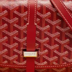 Pre Owned Goyard Red Goyardine Coated Canvas and Leather Belvedere II PM Bag