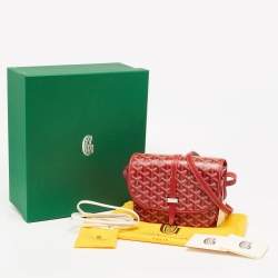 Pre Owned Goyard Red Goyardine Coated Canvas and Leather Belvedere II PM Bag