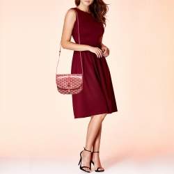 Pre Owned Goyard Red Goyardine Coated Canvas and Leather Belvedere II PM Bag