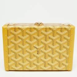 Pre Owned Goyard Yellow/Gold Coated Canvas and Leather Minaudiere Trunk Bag