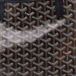Pre Owned Goyard Brown/Black Goyardine Coated Canvas and Leather Saint Louis PM Tote
