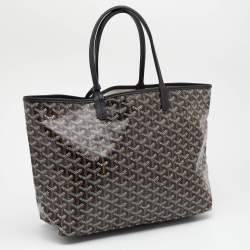 Pre Owned Goyard Brown/Black Goyardine Coated Canvas and Leather Saint Louis PM Tote