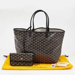 Pre Owned Goyard Brown/Black Goyardine Coated Canvas and Leather Saint Louis PM Tote
